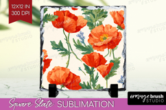 Floral Slate PNG - Spring Flowers Square Slate Sublimation Product Image 1