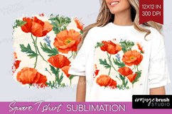 Floral Square Tshirt Background - Spring Flowers PNG Product Image 1