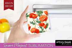 Floral Magnet Sublimation - Spring Flowers Square Magnet PNG Product Image 1