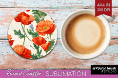 Floral Round Coaster - Spring Flowers Coaster PNG Product Image 1