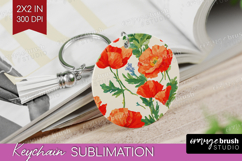 Floral Keychain PNG - Spring Flowers Keychain Sublimation Product Image 1