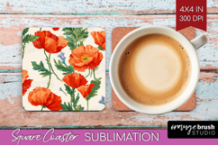 Floral Square Coaster - Spring Flowers Coaster PNG Product Image 1
