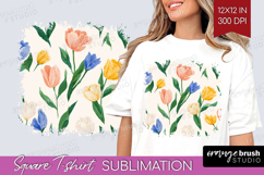 Floral Square Tshirt Background - Spring Flowers PNG Product Image 1