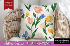 Floral Pillow Sublimation - Spring Flowers Pillow Cover PNG Product Image 1