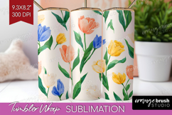 Floral Tumbler Wrap - Spring Flowers Tumbler PNG Sublimation Product Image 1
