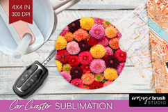 Pastel Floral Car Coaster - Flower Field Coaster PNG Product Image 1