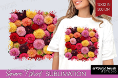 Pastel Floral Square Tshirt Background - Flower Field PNG Product Image 1