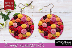 Pastel Floral Round Earrings - Flower Field PNG Sublimation Product Image 1
