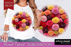 Pastel Floral Round Tshirt Background - Flower Field PNG Product Image 1