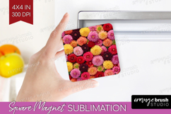 Pastel Floral Magnet Sublimation - Flower Field Square PNG Product Image 1