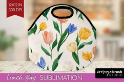 Floral Lunch Bag - Spring Flowers Lunch Bug PNG Sublimation Product Image 1
