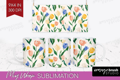 Floral Mug Wrap - Spring Flowers Mug PNG Sublimation Product Image 1