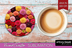 Pastel Floral Round Coaster - Flower Field Coaster PNG Product Image 1