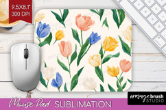 Floral Mouse Pad Sublimation - Spring Flowers Mousepad PNG Product Image 1