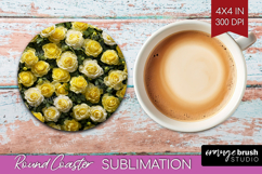 Pastel Floral Round Coaster - Flower Field Coaster PNG Product Image 1