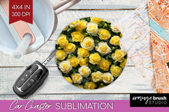 Pastel Floral Car Coaster - Flower Field Coaster PNG Product Image 1