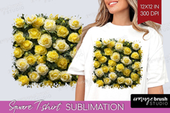 Pastel Floral Square Tshirt Background - Flower Field PNG Product Image 1