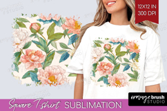 Floral Square Tshirt Background - Spring Flowers PNG Product Image 1