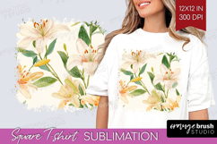 Floral Square Tshirt Background - Spring Flowers PNG Product Image 1