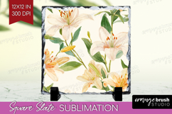 Floral Slate PNG - Spring Flowers Square Slate Sublimation Product Image 1