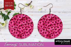 Pastel Floral Round Earrings - Flower Field PNG Sublimation Product Image 1