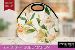 Floral Lunch Bag - Spring Flowers Lunch Bug PNG Sublimation Product Image 1