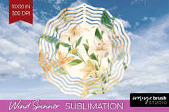 Floral Wind Spinner Sublimation PNG - Spring Flowers Round Product Image 1