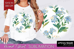 Floral Round Tshirt Background - Spring Flowers PNG Product Image 1