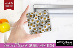 Pastel Floral Magnet Sublimation - Flower Field Square PNG Product Image 1