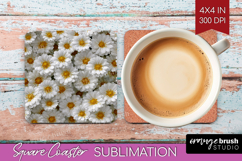 Pastel Floral Square Coaster - Flower Field Coaster PNG Product Image 1