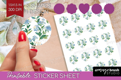 Floral Round Sticker - Spring Flowers Printable Sticker Product Image 1