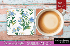 Floral Square Coaster - Spring Flowers Coaster PNG Product Image 1