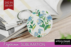 Floral Keychain PNG - Spring Flowers Keychain Sublimation Product Image 1
