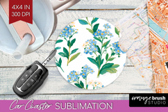 Floral Car Coaster - Spring Flowers Coaster PNG Sublimation Product Image 1
