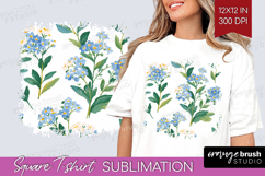 Floral Square Tshirt Background - Spring Flowers PNG Product Image 1