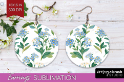 Floral Round Earrings - Spring Flowers PNG Sublimation Product Image 1