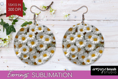 Pastel Floral Round Earrings - Flower Field PNG Sublimation Product Image 1