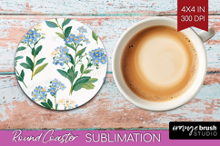 Floral Round Coaster - Spring Flowers Coaster PNG Product Image 1