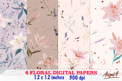 Pastel Floral digital paper lilac, wedding seamless pattern Product Image 1
