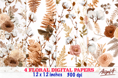 Floral digital paper tulip / summer flowers seamless pattern Product Image 1
