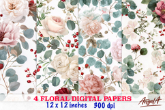 Roses Floral digital paper / summer seamless pattern Product Image 1