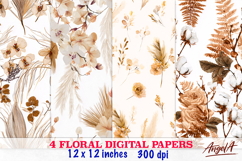 Boho floral digital paper / summer flowers seamless pattern Product Image 1