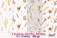 Retro Floral digital paper / summer flowers seamless pattern Product Image 1
