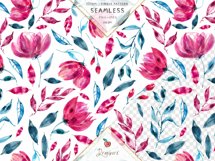 2 Floral Seamless Pattern, pink, blue, abstract flowers 031 Product Image 2