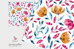 2 Floral Seamless Pattern, pink, blue, abstract flowers 031 Product Image 3