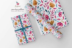 2 Floral Seamless Pattern, pink, blue, abstract flowers 031 Product Image 6