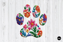 Floral Dog Paw Embroidery PNG, Paw PNG, Pet Lover PNG Product Image 1