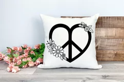 Peace Love SVG Design with Flowers for T-shirts, Mugs, Bag, Decals, Wall Art, Gifts. This Summer Floral Design is compatible with Cricut and Silhouette Machines