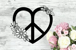 Peace Love SVG Design with Flowers for T-shirts, Mugs, Bag, Decals, Wall Art, Gifts. This Summer Floral Design is compatible with Cricut and Silhouette Machines