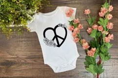 Peace Love SVG Design with Flowers for T-shirts, Mugs, Bag, Decals, Wall Art, Gifts. This Summer Floral Design is compatible with Cricut and Silhouette Machines